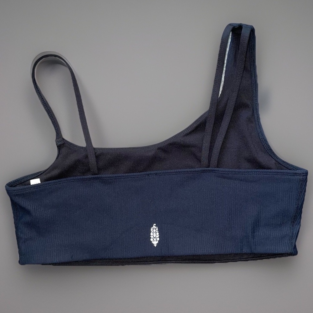 Free People Movement Sports Bra Large Black Ribbed Wide & Skinny Straps - Picture 2 of 7
